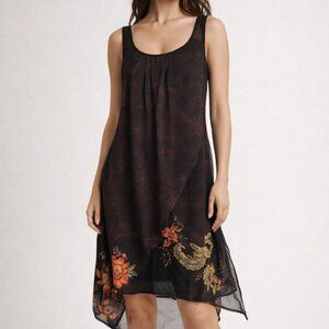 Desigual Sleeveless Floral Asymmetrical Dress – Size 36 (Fits XS/S)